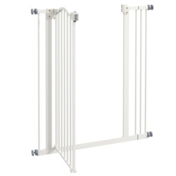 PawHut Adjustable Pet Portal: Metal Safety Gate with Folding Design, 74-87cm Width, Pristine White - Aosom UK - thumbnail 8