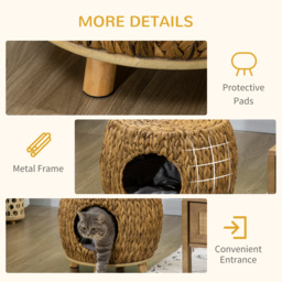 PawHut Rattan Retreat: Wicker Cat Abode with Plush Cushion, Washable, Indoor & Outdoor Bliss - Aosom UK - thumbnail 7