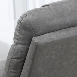 HOMCOM Manual Reclining Chair, Recliner Armchair with Faux Leather, Footrest, Cup Holders, 86x93x102cm, Grey - Aosom UK - thumbnail 9