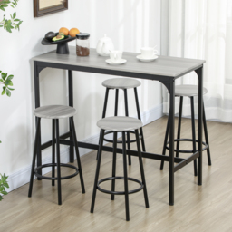 HOMCOM Five-Piece Industrial-Style Bar Table Set - Grey/Black - Aosom UK - thumbnail 2