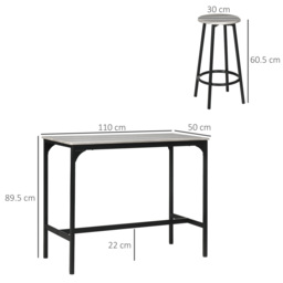 HOMCOM Five-Piece Industrial-Style Bar Table Set - Grey/Black - Aosom UK - thumbnail 3
