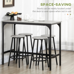 HOMCOM Five-Piece Industrial-Style Bar Table Set - Grey/Black - Aosom UK - thumbnail 5