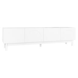 Elegant TV Cabinet with Curved Doors, Adjustable Shelves and Solid Wood Legs, TV Stand for Living Rooms, 169L x 34W x 45.5H cm, White - Aosom UK - thumbnail 9