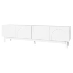Elegant TV Cabinet with Curved Doors, Adjustable Shelves and Solid Wood Legs, TV Stand for Living Rooms, 169L x 34W x 45.5H cm, White - Aosom UK - thumbnail 7