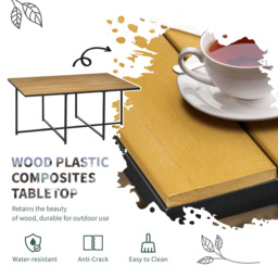 Outsunny Patio 11 PCs PE Rattan Dining Set, Garden Round Wicker 10-seater Table & Chair Sets, with Wood Grain Plastic Top, Space-saving Design Black - thumbnail 6