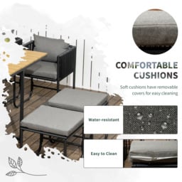 Outsunny Patio 11 PCs PE Rattan Dining Set, Garden Round Wicker 10-seater Table & Chair Sets, with Wood Grain Plastic Top, Space-saving Design Black - thumbnail 5