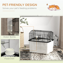 PawHut Two-Tier Gerbil Cage, Hamster Cage for Dwarf Hamster, Syrian Hamster w/ Wheels, Deep Bottom, Food Dish, Water Bottle - thumbnail 6