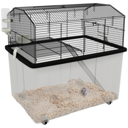 PawHut Two-Tier Gerbil Cage, Hamster Cage for Dwarf Hamster, Syrian Hamster w/ Wheels, Deep Bottom, Food Dish, Water Bottle - thumbnail 1