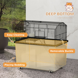 PawHut Two-Tier Gerbil Cage, Hamster Cage for Dwarf Hamster, Syrian Hamster w/ Wheels, Deep Bottom, Food Dish, Water Bottle - thumbnail 7