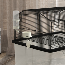 PawHut Two-Tier Gerbil Cage, Hamster Cage for Dwarf Hamster, Syrian Hamster w/ Wheels, Deep Bottom, Food Dish, Water Bottle - thumbnail 9