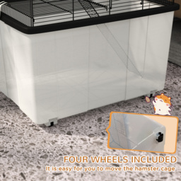 PawHut Two-Tier Gerbil Cage, Hamster Cage for Dwarf Hamster, Syrian Hamster w/ Wheels, Deep Bottom, Food Dish, Water Bottle - thumbnail 5