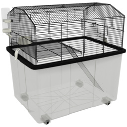 PawHut Two-Tier Gerbil Cage, Hamster Cage for Dwarf Hamster, Syrian Hamster w/ Wheels, Deep Bottom, Food Dish, Water Bottle
