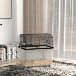 PawHut Two-Tier Gerbil Cage, Hamster Cage for Dwarf Hamster, Syrian Hamster w/ Wheels, Deep Bottom, Food Dish, Water Bottle - thumbnail 2