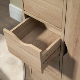 HOMCOM Bathroom Cabinet, Freestanding Storage Cabinet with 4 Drawers, Door Cupboard for Living Room, Kitchen, Bedroom, Natural - thumbnail 8