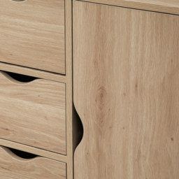 HOMCOM Bathroom Cabinet, Freestanding Storage Cabinet with 4 Drawers, Door Cupboard for Living Room, Kitchen, Bedroom, Natural - thumbnail 9