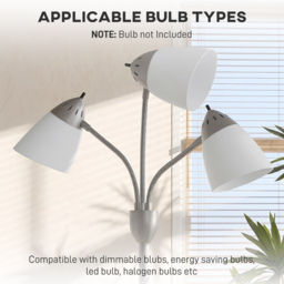 HOMCOM Arc Tree Floor Lamp with 3 Adjustable Rotating Lights, Industrial Standing Lamp with Steel Frame, Silver Tone - thumbnail 4