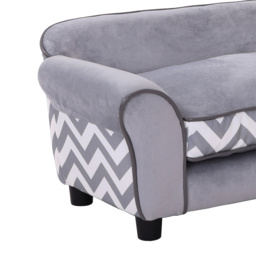 PawHut Dog Bed Sofa Velvet-Feel Pet Sofa Bed with Foam Cushion, Removable and Washable, for Medium Small Dogs, Grey - Aosom UK - thumbnail 8