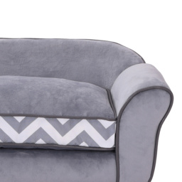 PawHut Dog Bed Sofa Velvet-Feel Pet Sofa Bed with Foam Cushion, Removable and Washable, for Medium Small Dogs, Grey - Aosom UK - thumbnail 9