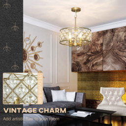HOMCOM 51 Crystallite Four-Bulb Chandelier - Gold-Tone - thumbnail 4