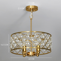 HOMCOM 51 Crystallite Four-Bulb Chandelier - Gold-Tone - thumbnail 3