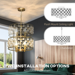 HOMCOM 51 Crystallite Four-Bulb Chandelier - Gold-Tone - thumbnail 6