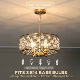 HOMCOM 51 Crystallite Four-Bulb Chandelier - Gold-Tone - thumbnail 5