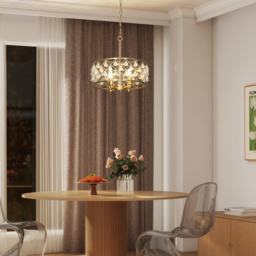 HOMCOM 51 Crystallite Four-Bulb Chandelier - Gold-Tone - thumbnail 7
