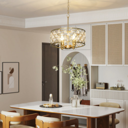 HOMCOM 51 Crystallite Four-Bulb Chandelier - Gold-Tone - thumbnail 2