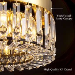 HOMCOM Crystal Chandeliers with 225 Crystal Pendants, 8-Light Ceiling Light for Living Room, Bedroom Dining Room, Gold Tone - thumbnail 5