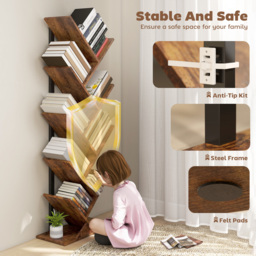 HOMCOM Eight-Section Tree Bookcase - Wood-Effect - thumbnail 5