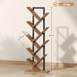 HOMCOM Eight-Section Tree Bookcase - Wood-Effect - thumbnail 3