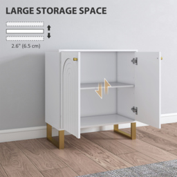 HOMCOM 2-Door Sideboard Storage Cabinet - White - thumbnail 4
