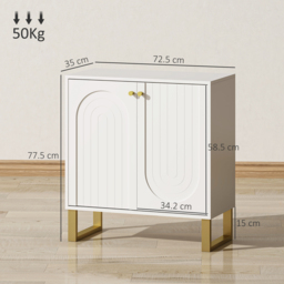HOMCOM 2-Door Sideboard Storage Cabinet - White - thumbnail 3