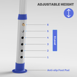 HOMCOM Shower Stool with Backrest, Height Adjustable Shower Chair with Anti-slip Foot Pads, Shower Head Holder, Blue - Aosom UK - thumbnail 7