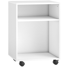HOMCOM 2-Tier Printer Stand with Storage, Under Desk Printer Cart on Wheels, White - thumbnail 1