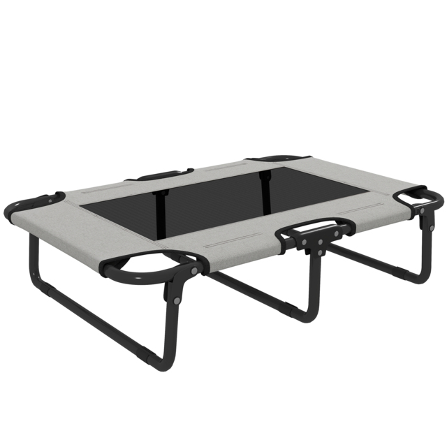 PawHut Portable Raised Dog Bed, Elevated Pet Cot with Breathable Mesh for Indoor Outdoor, for Small Medium Dogs, Light Grey - image 1