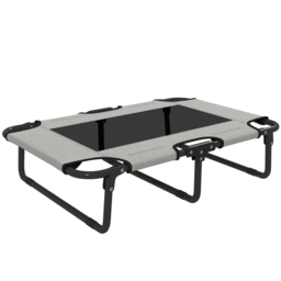 PawHut Portable Raised Dog Bed, Elevated Pet Cot with Breathable Mesh for Indoor Outdoor, for Small Medium Dogs, Light Grey - thumbnail 1