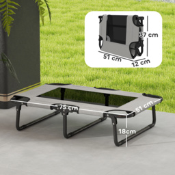 PawHut Portable Raised Dog Bed, Elevated Pet Cot with Breathable Mesh for Indoor Outdoor, for Small Medium Dogs, Light Grey - thumbnail 3