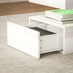 HOMCOM Coffee Table with Storage, High Gloss Living Room Table with LED, White - Aosom UK - thumbnail 8