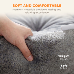 PawHut Cat Bed, Reversible Dog Pet Bed for Indoor Cats and Small Dogs, Round Bed with Supportive Bolster, Dark Grey - thumbnail 8