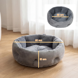 PawHut Cat Bed, Reversible Dog Pet Bed for Indoor Cats and Small Dogs, Round Bed with Supportive Bolster, Dark Grey - thumbnail 3