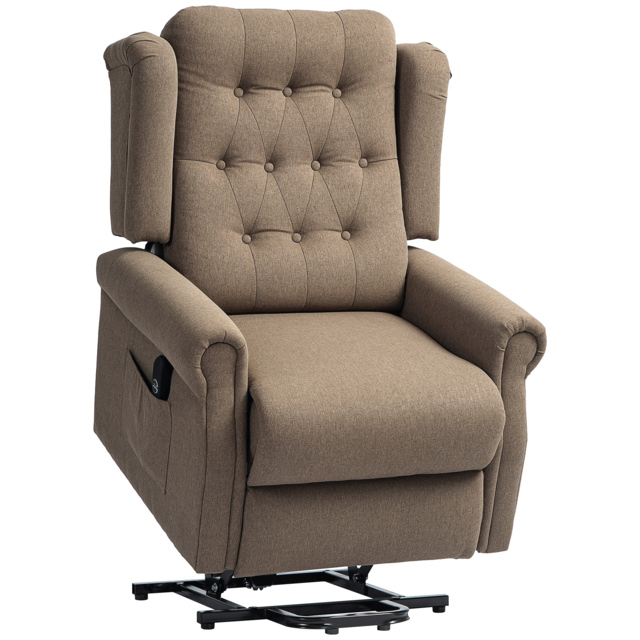 HOMCOM Power Lift Recliner Chair, Wingback Button Tufted Electric Lift Chair for Elderly with Remote Control, Pockets, for Living Room, Cat Scratch Resistant, Dark Brown - image 1