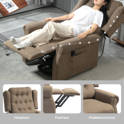HOMCOM Power Lift Recliner Chair, Wingback Button Tufted Electric Lift Chair for Elderly with Remote Control, Pockets, for Living Room, Cat Scratch Resistant, Dark Brown - thumbnail 8