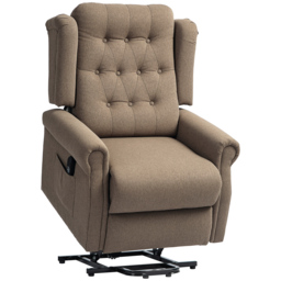 HOMCOM Power Lift Recliner Chair, Wingback Button Tufted Electric Lift Chair for Elderly with Remote Control, Pockets, for Living Room, Cat Scratch Resistant, Dark Brown