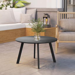Outsunny 70cm Round Coffee Table, Outdoor Garden Table with Non-Slip Foot Pads and Metal Frame for Garden, Terrace, Balcony, Living Room, Black - thumbnail 9