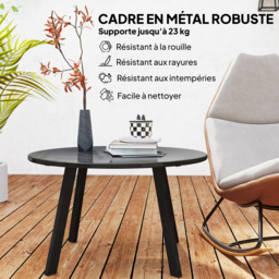 Outsunny 70cm Round Coffee Table, Outdoor Garden Table with Non-Slip Foot Pads and Metal Frame for Garden, Terrace, Balcony, Living Room, Black - thumbnail 5