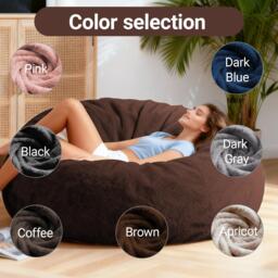 2-In-1 Convertible Bean Bag Chair Bed with Removable Machine-Washable Cover, Giant sofa with Soft Liner, 110L x 110W x 70H cm, Brown - Aosom UK - thumbnail 6