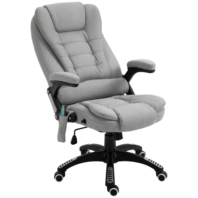 Vinsetto Massage Office Chair w/ 6 Vibration Points, Executive Office Chair, Ergonomic High-Back Design with Swivel Base, Scratch Anti, Light Grey - Aosom UK - image 1