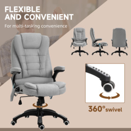 Vinsetto Massage Office Chair w/ 6 Vibration Points, Executive Office Chair, Ergonomic High-Back Design with Swivel Base, Scratch Anti, Light Grey - Aosom UK - thumbnail 8