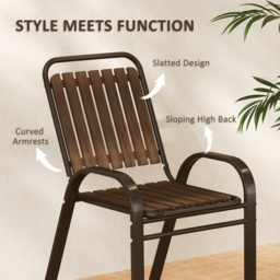 Outsunny 3 Pieces Patio Bistro Set with Stackable Chairs, Tempered Glass Table, for Outdoor, Balcony, Patio, Garden, Dark Brown - thumbnail 7